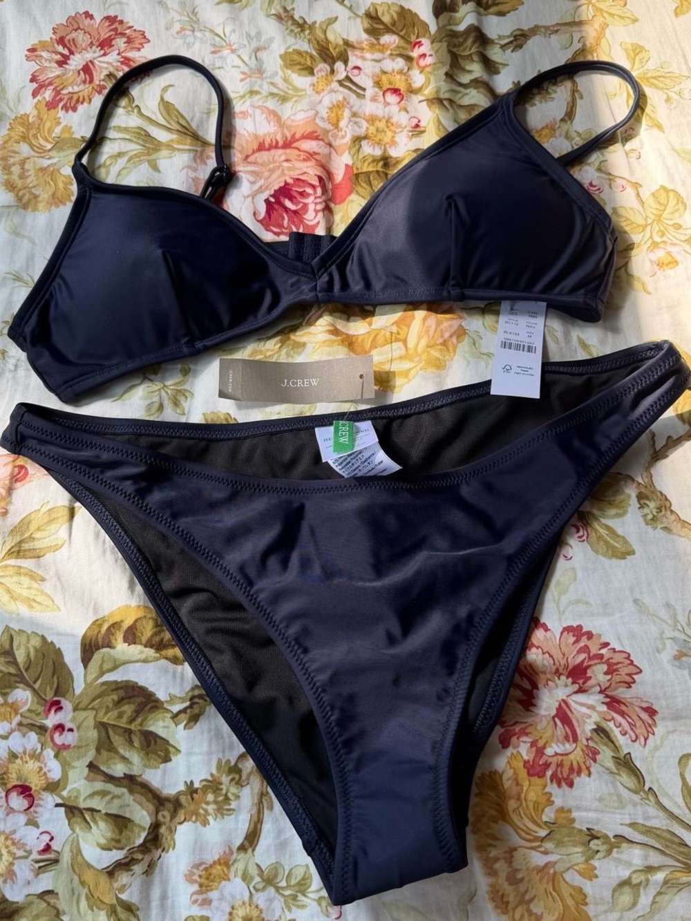 J. Crew Navy Blue Two-Piece Bikini Set – Triangle Top & Classic Brief